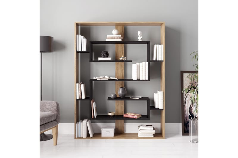 Bokhylla Arslev 120 cm - Svart|Ek - Förvaring - Hylla - Bokhylla
