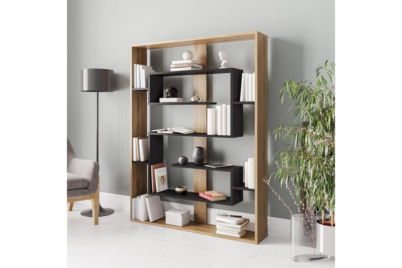 Bokhylla Arslev 120 cm - Svart|Ek - Förvaring - Hylla - Bokhylla