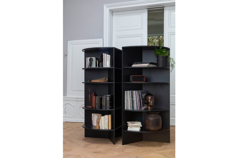 Bokhylla Artin 100x76 cm Rund - Svart - Förvaring - Hylla - Bokhylla