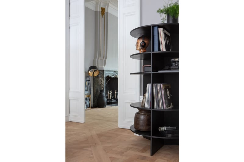 Bokhylla Artin 100x76 cm Rund - Svart - Förvaring - Hylla - Bokhylla