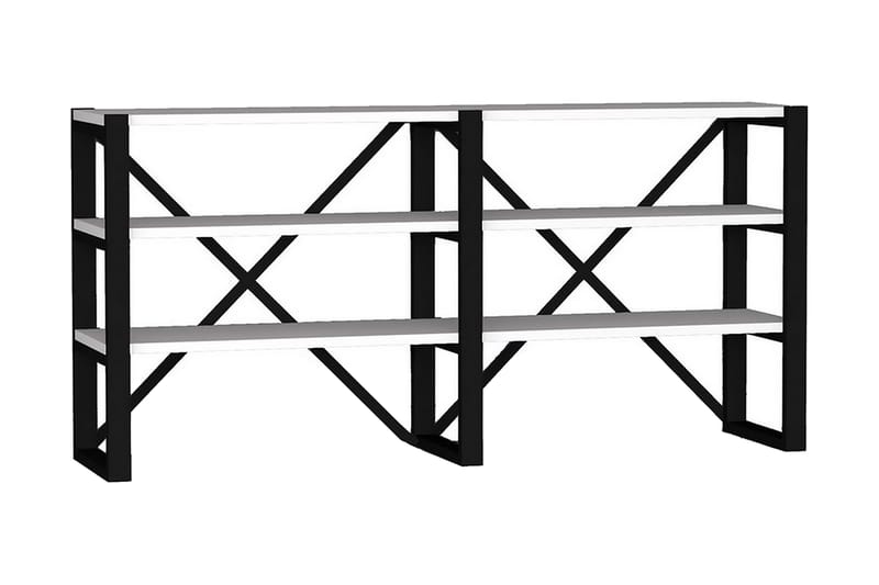 Bokhylla Bodrumas 133x32 cm 6 Hyllor - Vit/Svart - Förvaring - Hylla - Bokhylla
