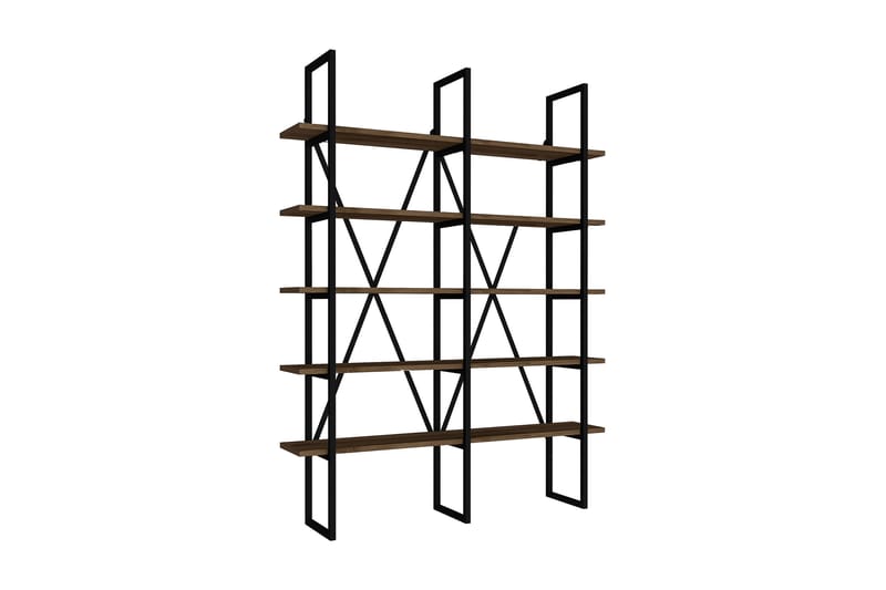 Bokhylla Burgazal 126x26 cm 10 Hyllor - Mörkbrun/Svart - Förvaring - Hylla - Bokhylla