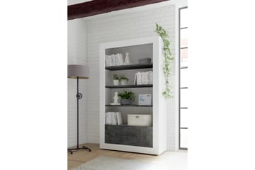 Bokhylla Calpino 110 cm - Vit|Gråmelerad - Förvaring - Hylla - Bokhylla