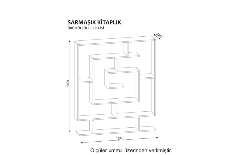 Bokhylla Clora Labyrint - Vit - Bokhylla