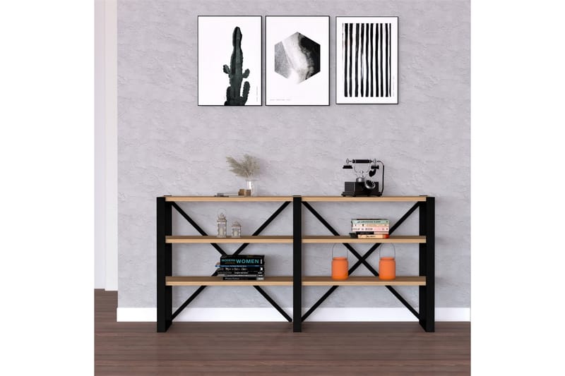 Bokhylla Datca 133x32 cm 6 Hyllor - Blå/Svart - Förvaring - Hylla - Bokhylla