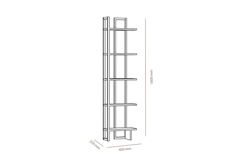 Bokhylla Dumö 45 cm - Brun|Svart - Bokhylla