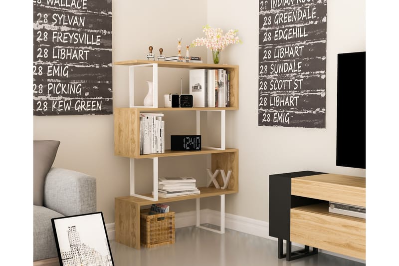 Bokhylla Dumö 92 cm - Brun|Vit - Förvaring - Hylla - Bokhylla