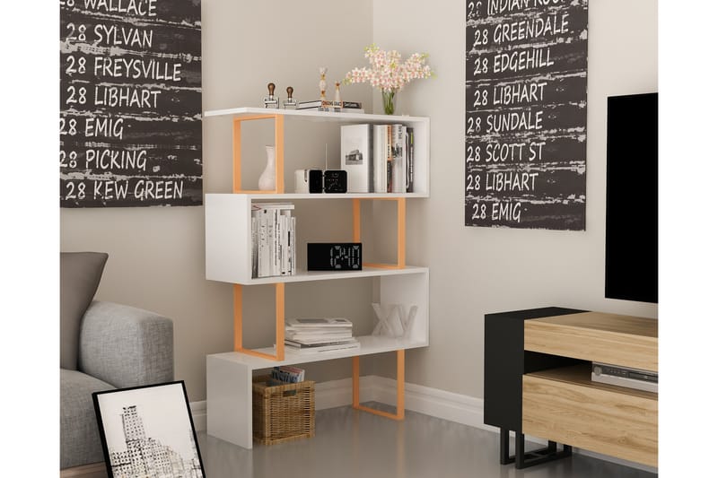 Bokhylla Dumö 92 cm - Gul|Vit - Förvaring - Hylla - Bokhylla