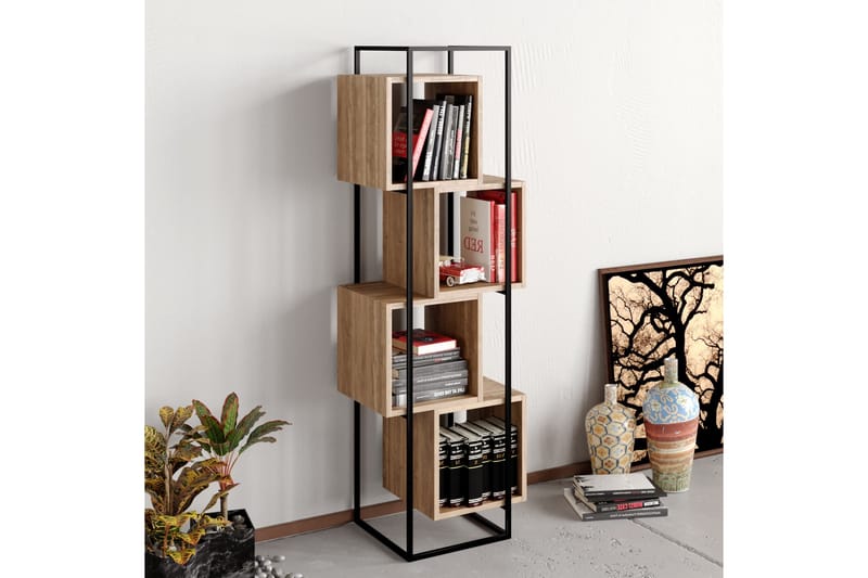 Bokhylla Flaxholme 52 cm - Valnöt|Svart - Förvaring - Hylla - Bokhylla