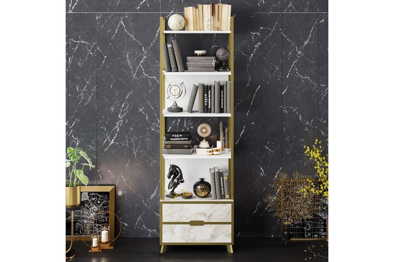 Bokhylla Fridaria 60x35 cm 5 Hyllor - Vit - Förvaring - Hylla - Bokhylla
