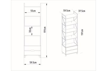 Bokhylla Fridaria 60x35 cm 5 Hyllor - Vit - Förvaring - Hylla - Bokhylla