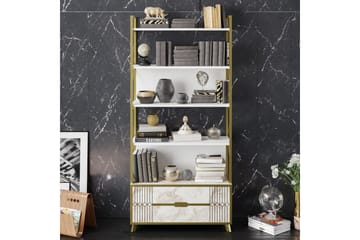 Bokhylla Fridaria 89x35 cm 5 Hyllor - Vit - Förvaring - Hylla - Bokhylla