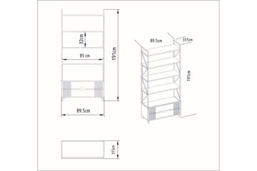 Bokhylla Fridaria 89x35 cm 5 Hyllor - Vit - Förvaring - Hylla - Bokhylla