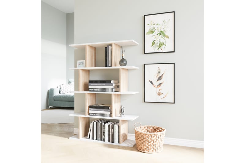 Bokhylla Harmona 90x25 cm - Vit/Natur - Förvaring - Hylla - Bokhylla