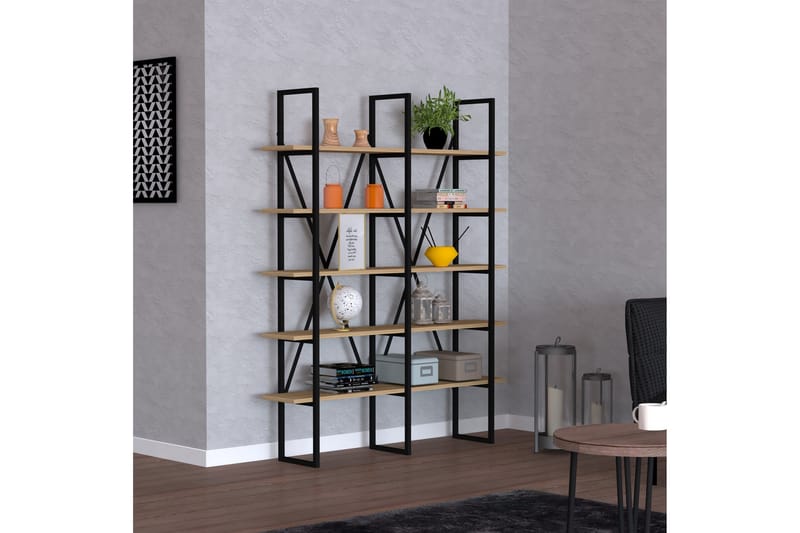 Bokhylla Heybeliada 126x26 cm 10 Hyllor - Blå/Svart - Förvaring - Hylla - Bokhylla
