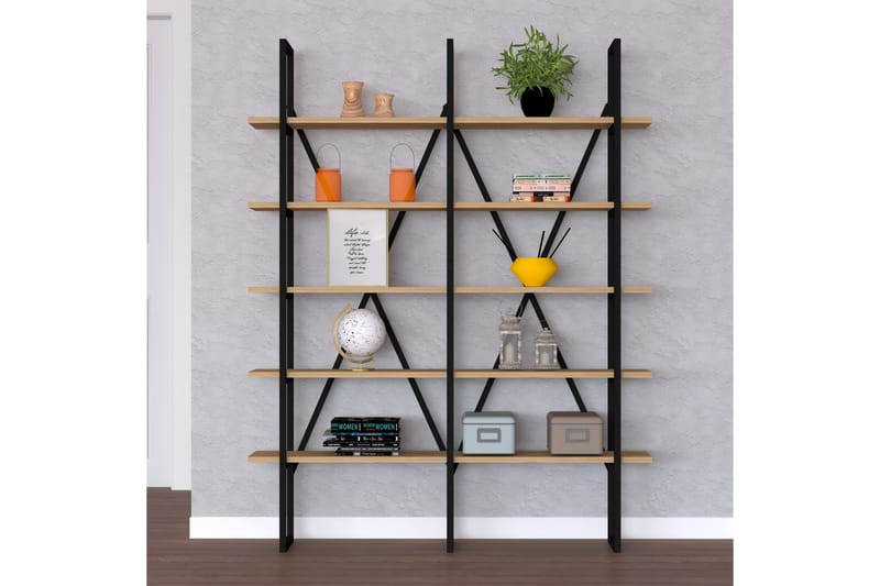 Bokhylla Heybeliada 126x26 cm 10 Hyllor - Blå/Svart - Förvaring - Hylla - Bokhylla
