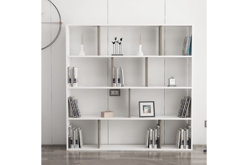 Bokhylla Hodbi 145x25 cm - Vit/Mörkbrun - Förvaring - Hylla - Bokhylla