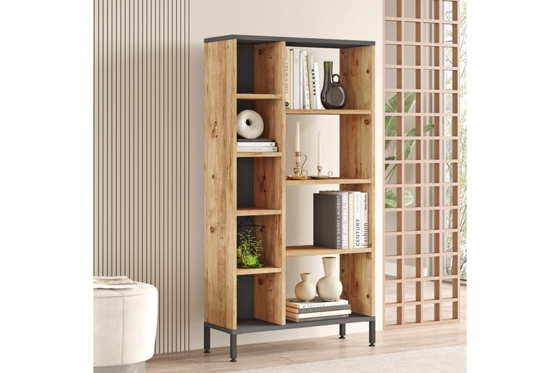 Bokhylla Keshav 72x25,5 cm Antracit/Brun - Hanah Home - Förvaring - Hylla - Bokhylla
