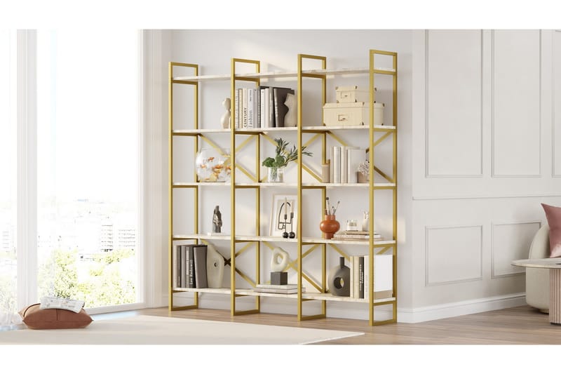 Bokhylla Keshri 170x30 cm Guld - Hanah Home - Förvaring - Hylla - Bokhylla