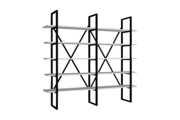 Bokhylla Kinali 126x26 cm 10 Hyllor - Vit/Svart - Förvaring - Hylla - Bokhylla
