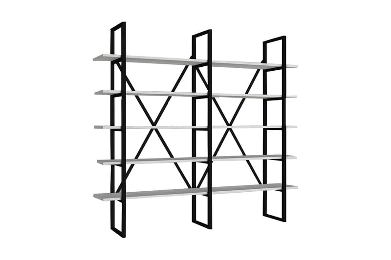Bokhylla Kinali 126x26 cm 10 Hyllor - Vit/Svart - Förvaring - Hylla - Bokhylla