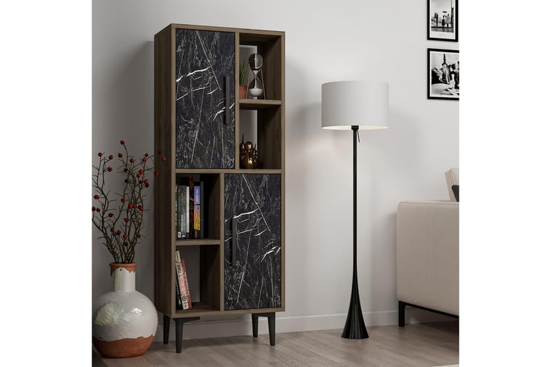 Bokhylla Kockenhen 30x50 cm - Valnöt/Svart - Förvaring - Hylla - Bokhylla