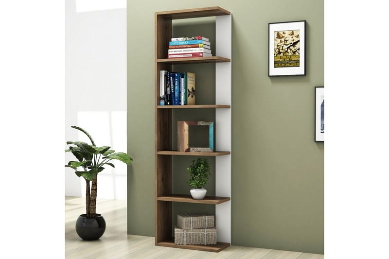 Bokhylla Krough 47 cm - Valnöt|Vit - Förvaring - Hylla - Bokhylla