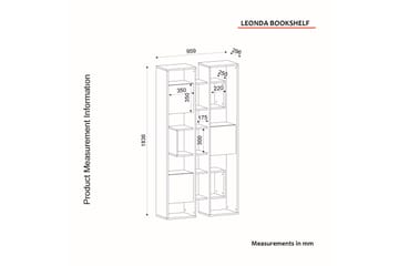 Bokhylla Leonda 96x30 cm 4 Hyllor - Vit/Mörkbrun - Förvaring - Hylla - Bokhylla