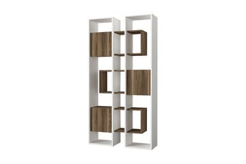 Bokhylla Leonda 96x30 cm 4 Hyllor - Vit/Mörkbrun - Förvaring - Hylla - Bokhylla