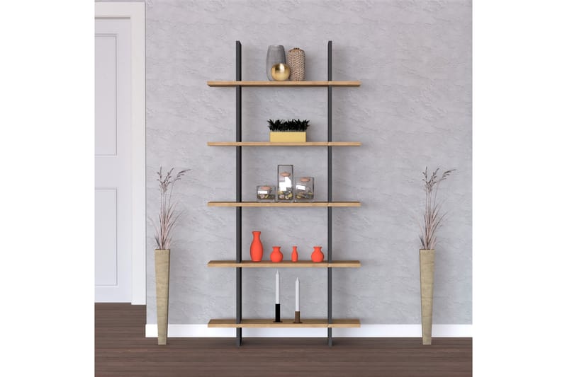 Bokhylla Linarejos 80x20 cm 5 Hyllor - Blå/Antracit - Förvaring - Hylla - Bokhylla