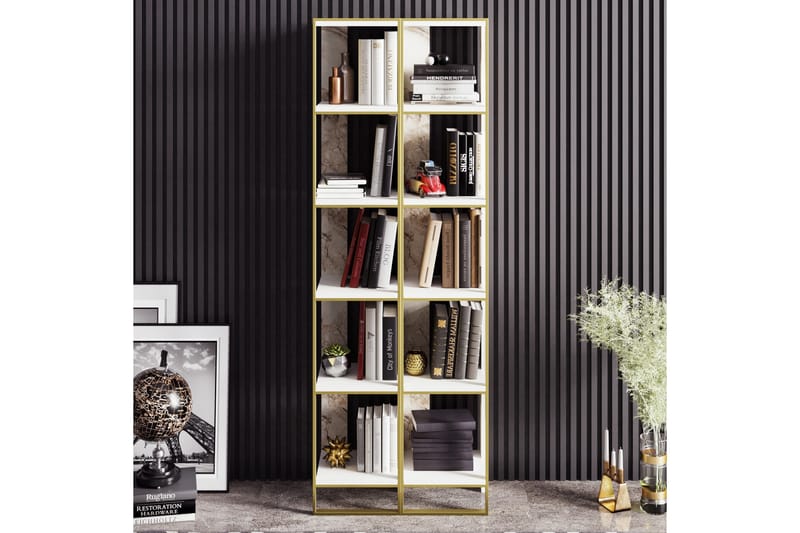 Bokhylla Mangles 64 cm - Guld|Vit - Förvaring - Hylla - Bokhylla