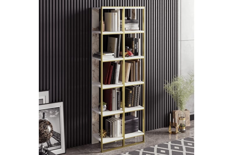 Bokhylla Mangles 64 cm - Guld|Vit - Förvaring - Hylla - Bokhylla