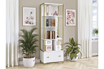 Bokhylla Millevi 42x70 cm - Vit/Guld - Förvaring - Hylla - Bokhylla