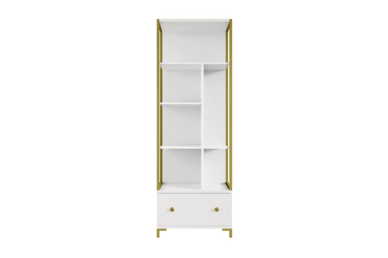 Bokhylla Millevi 42x70 cm - Vit/Guld - Förvaring - Hylla - Bokhylla