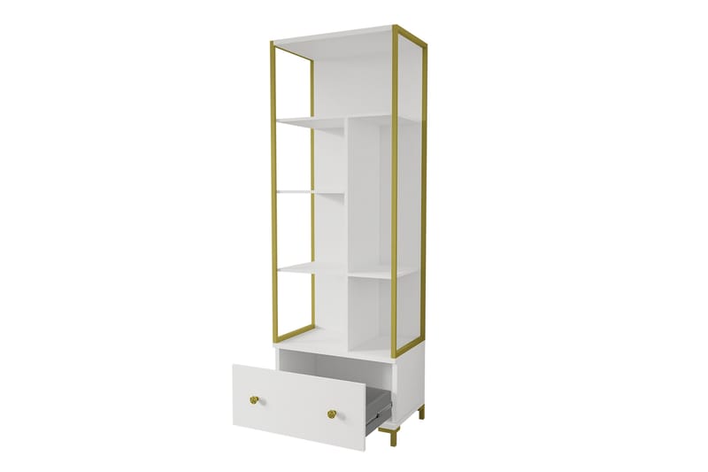 Bokhylla Millevi 42x70 cm - Vit/Guld - Förvaring - Hylla - Bokhylla