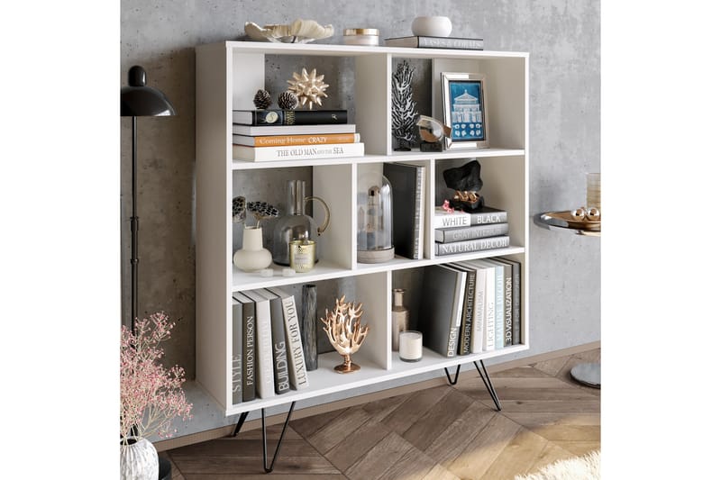 Bokhylla Misticon 120x30 cm 4 Hyllor - Vit - Förvaring - Hylla - Bokhylla