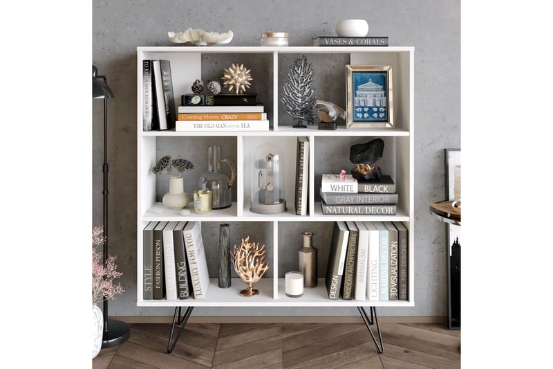 Bokhylla Misticon 120x30 cm 4 Hyllor - Vit - Förvaring - Hylla - Bokhylla