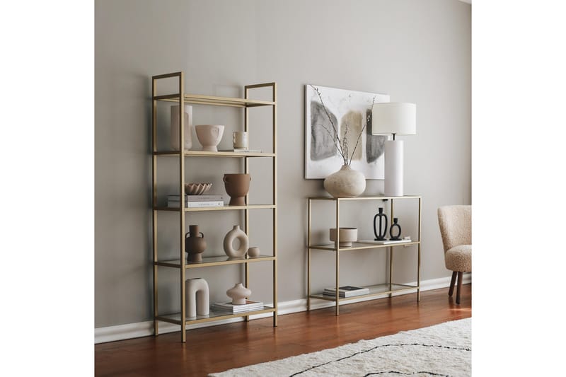 Bokhylla Morsas 165x80 cm - Guld - Förvaring - Hylla - Bokhylla