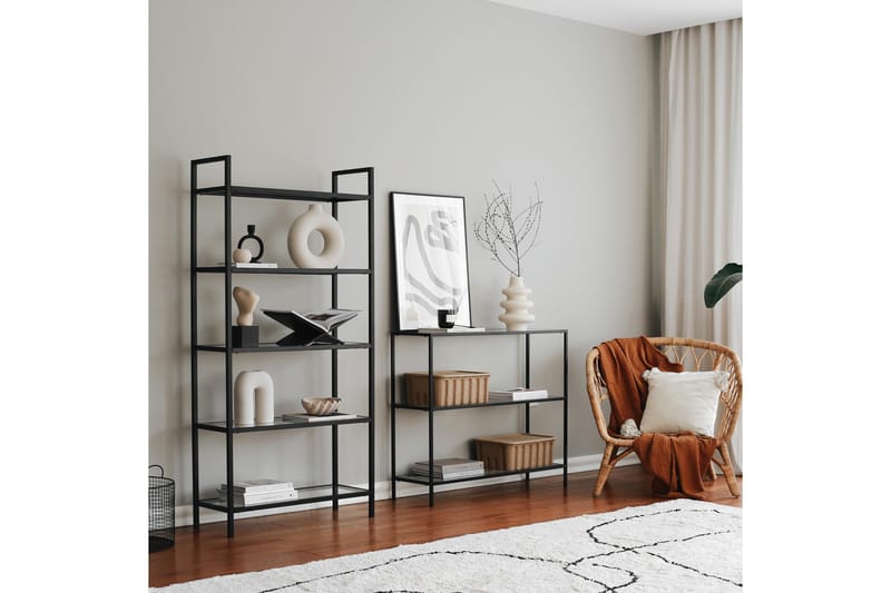 Bokhylla Morsas 165x80 cm - Svart - Förvaring - Hylla - Bokhylla