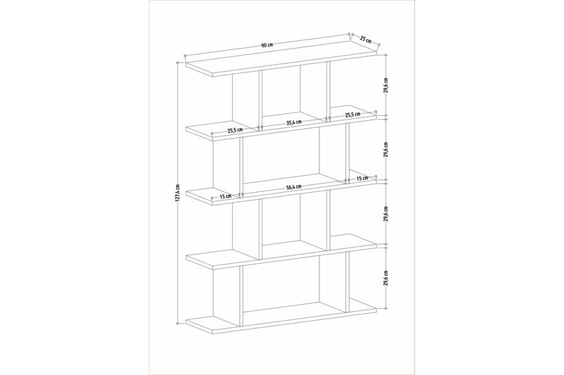 Bokhylla Nachusa Bokhylla 90x25 cm Trä/Natur, Vit - Förvaring - Hylla - Bokhylla