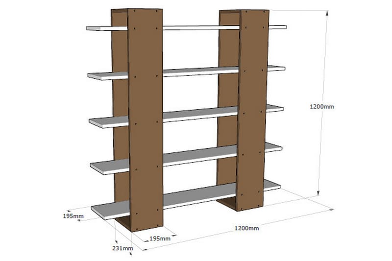 Bokhylla Naidaj - Vit|Valnöt - Förvaring - Hylla - Bokhylla