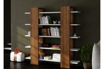 Bokhylla Naidaj - Vit|Valnöt - Förvaring - Hylla - Bokhylla