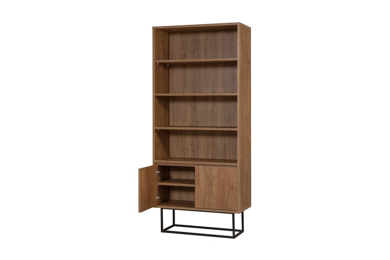Bokhylla Reah 80x36 cm 3 Hyllor - Mörkbrun/Svart - Förvaring - Hylla - Bokhylla