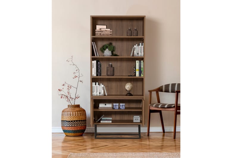 Bokhylla Reah 80x36 cm 3 Hyllor - Mörkbrun/Svart - Förvaring - Hylla - Bokhylla