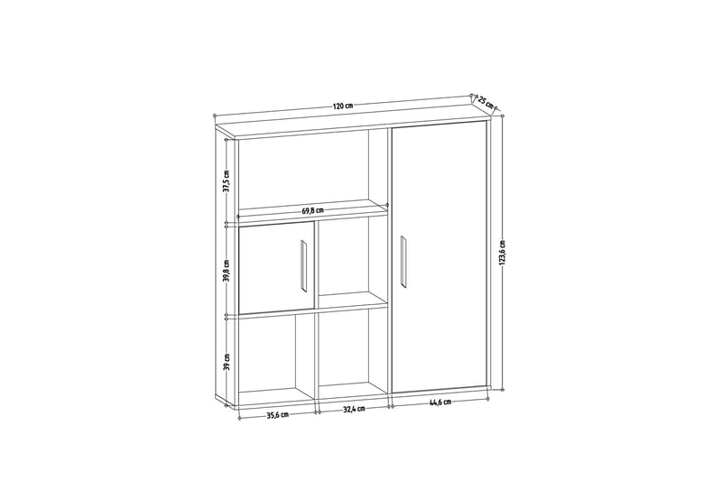 Bokhylla Ridgena 120x25 cm - Natur/Antracit - Bokhylla