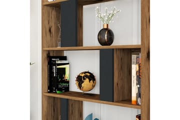 Bokhylla Tibani 90x20 cm 5 Hyllor - Mörkbrun/Antracit - Förvaring - Hylla - Bokhylla