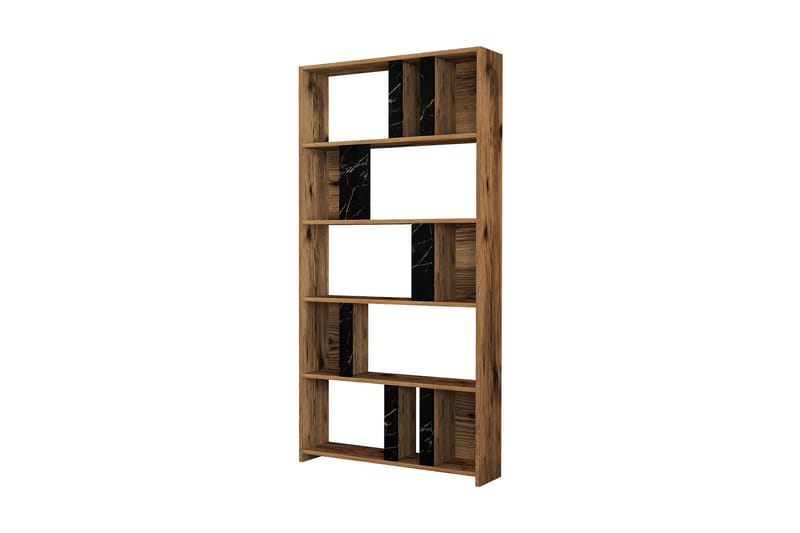 Bokhylla Tibani 90x20 cm 5 Hyllor - Mörkbrun/Svart - Förvaring - Hylla - Bokhylla