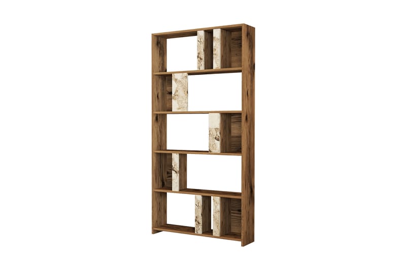Bokhylla Tibani 90x20 cm 5 Hyllor - Mörkbrun/Vit - Förvaring - Hylla - Bokhylla