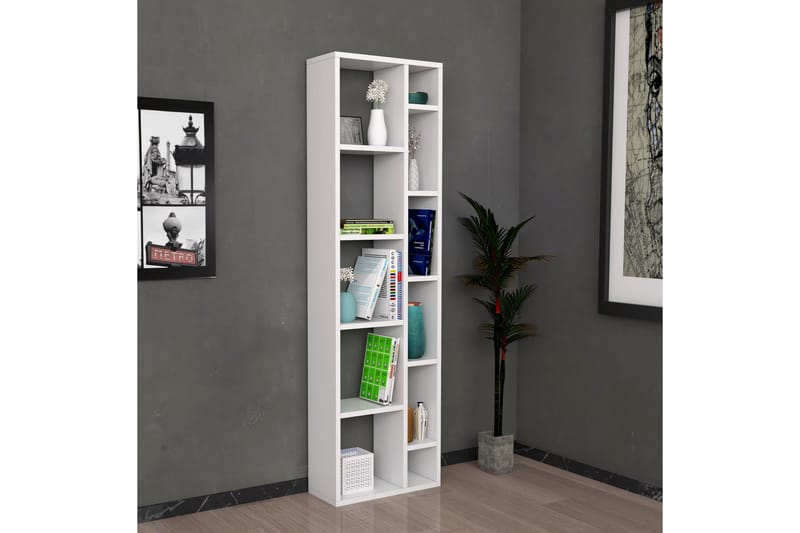 Bokhylla Tomino 45x20 cm 10 Hyllor - Vit - Förvaring - Hylla - Bokhylla