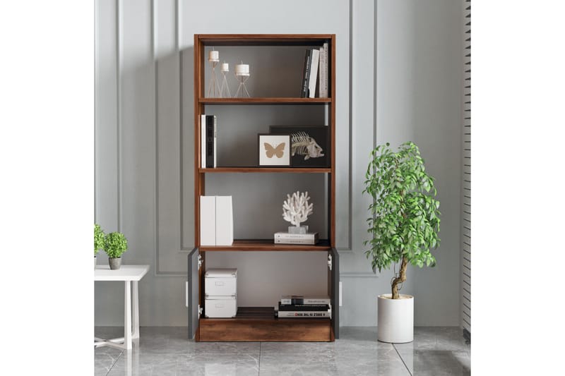 Bokhylla Tully 38x64 cm - Teak/Antracit - Förvaring - Hylla - Bokhylla
